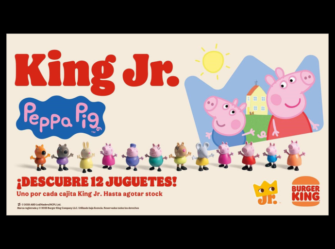 Peppa Pig se suma al menú King Jr. de Burger King con una colección exclusiva de juguetes