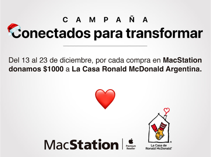 Tecnología con propósito: MacStation y Casa Ronald Argentina se unen esta Navidad en la campaña "Conectados para Transformar".