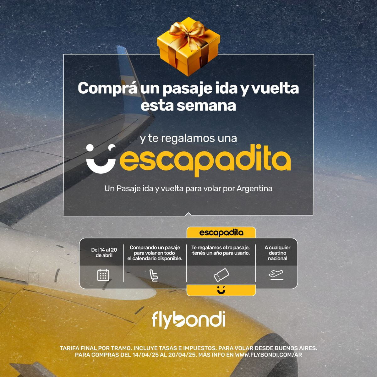 FLYBONDI LANZA "ESCAPADITA": COMPRÁ UN VIAJE Y TE REGALAN OTRO