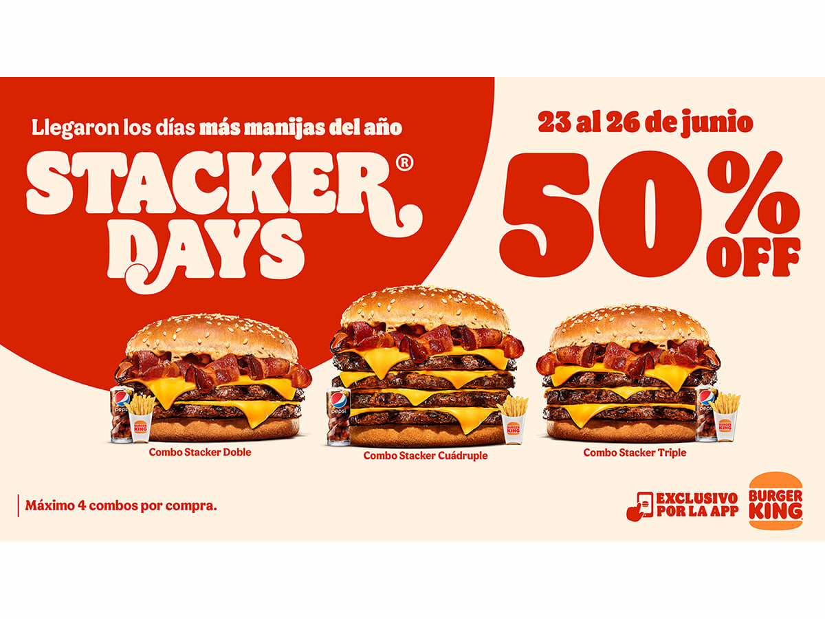 Burger King celebra los Stacker Days con combos a mitad de precio