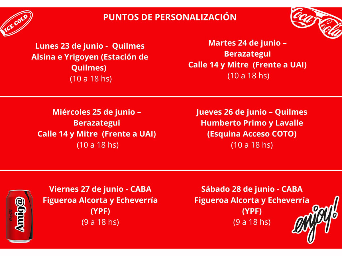 Últimos días para crear tu Coca-Cola personalizada en Buenos Aires