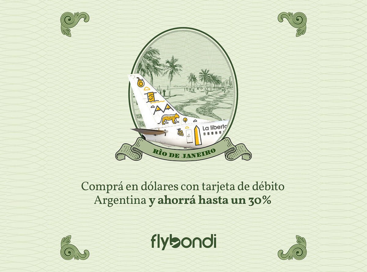 Flybondi suma el pago en dólares con tarjeta de débito para vuelos internacionales.
