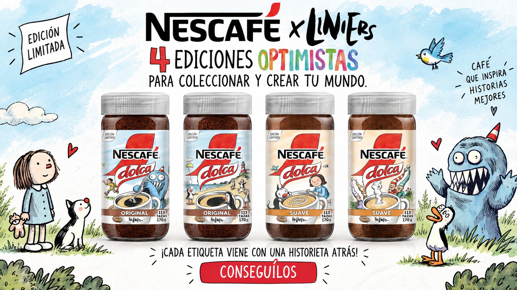 Liniers ilustra los frascos de NESCAFÉ Dolca: una edición limitada con historietas de Macanudo